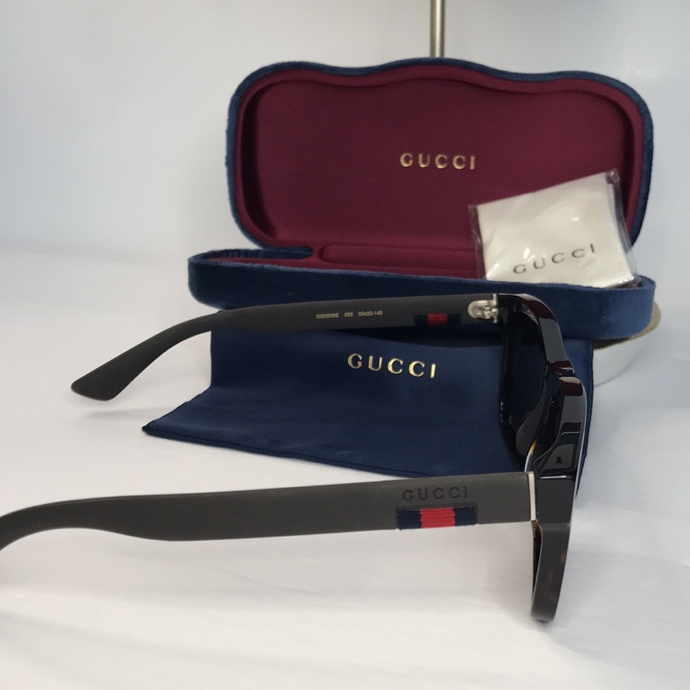 New - GUCCI  GG0008s SQUARE/RECTANGLE HAVANA BROWN BLUE FASHION DESIGNER EYEWEAR - Picture 7 of 13